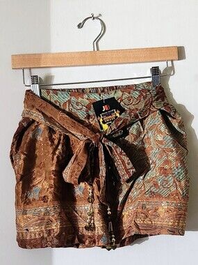 Junglee Billee Boho Printed Shorts With Tassels Sz S/M